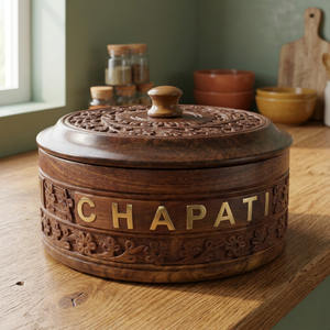 Natural Sheesham Wood Chapati <b>Storage</b> <b>Box</b> Handcrafted <b>With</b> Fine Wood Grain Smooth Finish And Practical <b>Lid</b> Design - Product Image 1