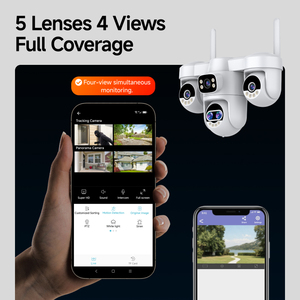 Cámara <span class=keywords><strong>de</strong></span> Vigilancia Panorámica <span class=keywords><strong>de</strong></span> 360° Ultra HD con Zoom Infrarrojo, Alarma Inalámbrica, Tarjeta SIM, Red Solar, Seguridad, 5 Lentes - Product Image 3