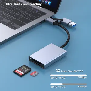 Personalize o leitor de cartão SD 4.0 USB-C/A 2 em 1 leitor de cartão de memória, para SDXC, SDHC, SD, MMC, RS-MMC, Micro SDXC, Micro SD