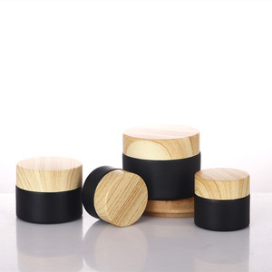 Tarro de vidrio con tapa de madera para crema, 30g 50g, contenedor de almacenamiento cosmético, negro, a prueba de luz, para crema facial, champú, envase. - Product Image 3