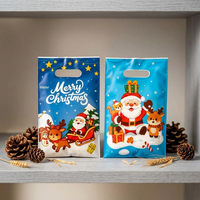 Sacs cadeaux de Noël personnalisés imprimés 16,5x25cm en film nacré avec poignée découpée, sacs de fête de Noël pour bonbons et biscuits