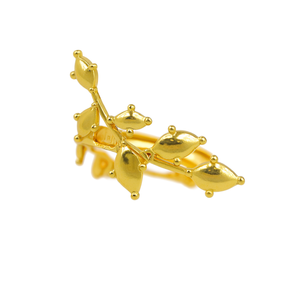 Orecchini a polsino E3669 con design a pianta dorata, placcati oro, in lega di zinco, stile vintage, gioielli unisex alla moda - Product Image 1