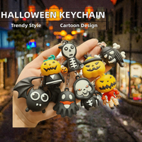 Porte-clés 3D en plastique de dessin animé pour Halloween, figurines miniatures chauve-souris, citrouille, fantôme, squelette, breloque pour sac à dos, pendentif pour clé de voiture, idéal pour les fêtes