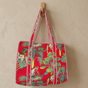 Cotton Hand Block Printed Quilted <b>Storage</b> Tote <b>Bags</b> Traditional Indian Design Handcrafted French Country Style Durable Large - Product Image 3