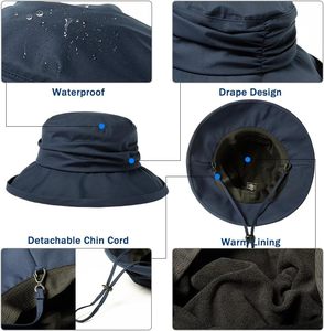 Cappelli a Secchiello Comhats a Righe Invernali Impermeabili 100% Cotone per Donne con Protezione UV Cappello da Sole per Esterni 48-50cm - Product Image 6