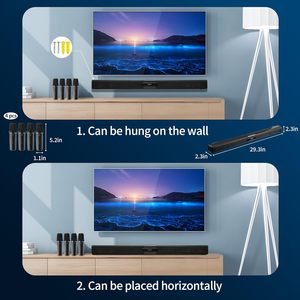 Barre <span class=keywords><strong>de</strong></span> son Smart TV avec Bluetooth, AUX, USB, TF, Coaxial, <span class=keywords><strong>4</strong></span> microphones sans fil, interface optique - Product Image 4