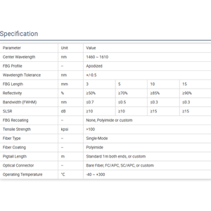 <span class=keywords><strong>1460</strong></span> - 1610nm Réseau de Bragg à fibre longue période Réseaux de Bragg à fibre résistant aux hautes températures - Product Image 5