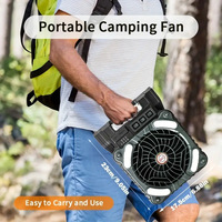 Ventilateurs solaires de camping, ventilateur solaire rechargeable par USB, batterie 7800 mAh, ventilateur portable d'extérieur avec panneau solaire, lampe, batterie externe