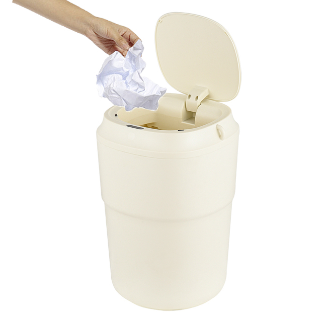 12 Liter White Metal Coating Plastic Lid Sensor Garbage Bin Smart Sensor Trash Bin
