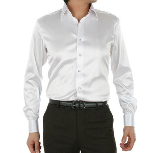 <span class=keywords><strong>Chemise</strong></span> <span class=keywords><strong>Homme</strong></span> Unie en Soie Satinée <span class=keywords><strong>Brillante</strong></span> Extensible à Manches Longues Style Anglais Décontractée Coupe Slim Respirante pour Mariage et Banquet Automne - Product Image 1