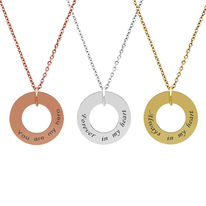Hợp Thời Trang Lớp Vòng Cổ Cá Nhân Tùy Chỉnh Khắc Có Ý Nghĩa Từ Cụm Từ Vòng Tròn Mặt Dây Chuyền Vòng Cổ - Product Image 1