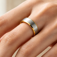 18K Vergoldeter Edelstahlring Matt Zweifarbig Anpassbare Innengravur Hypoallergener Schmuck Großhandel