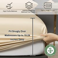 Sprei Deep Pocket Queen 100% Rayon Bambu 18-24 Inch Sejuk Lembut Halus Bernapas Set Sprei Motif Polos