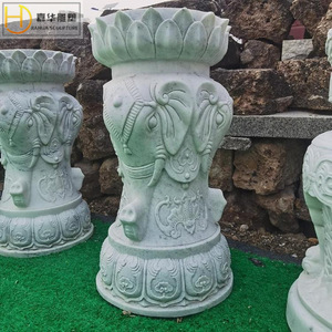 Colonne de pot de fleurs sculptée en pierre Jiahua, design traditionnel, support de plantes d'extérieur en pierre massive - Product Image 4