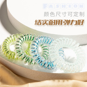 Telephone <b>Cord</b> Hair Tie Tpu Transparent High <b>Elasticity</b> Daily Use Candy Style Summer Ponytail Women's Hair Accessories - Product Image 2