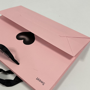 Bolsas de Papel Recubierto de Lujo para Regalos y Compras, con Asas de Cuerda de Algodón, Cinta, Impresión Flexográfica Desechable, en Oferta - Product Image 3