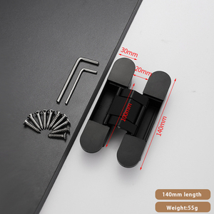Bisagra invisible para puerta, aleación de Zinc negro plateado, bisagra ajustable 3D, zhide, puertas interiores de madera, nudillo, pasador no observable - Product Image 5
