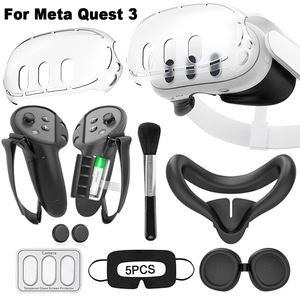 7-1 <span class=keywords><strong>VR</strong></span> Accessoires <span class=keywords><strong>PC</strong></span> Hard Shell Silicone Cover Set pour Meta Quest 3 <span class=keywords><strong>PC</strong></span> Headset Case Soft Silicone Face Mask Controller Covers 3 - Product Image 2
