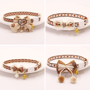 <span class=keywords><strong>Collar</strong></span> de gatito de otoño Breakaway <span class=keywords><strong>Collar</strong></span> de gato a cuadros marrón de seguridad con colgante de campana - Product Image 3