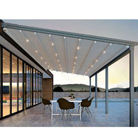 Gazebo moderne de luxe facile à assembler, pare-vent électrique, écran vertical pliable, toit rétractable, structure en aluminium, télécommande