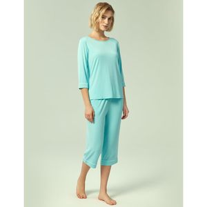 Conjunto de pijama de bambú para mujer, conjunto de pijama con manga 3/4, pantalones capri, ropa de dormir cómoda de algodón para mujer - Product Image 2