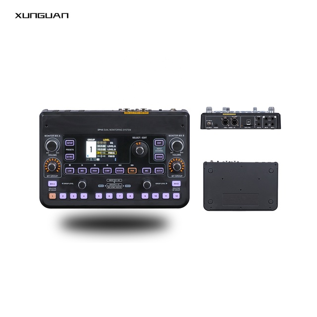DP48 Dual 48CH Personal Monitor Mixer Digital Mixing Console with SD Card Recorder, Stereo Ambience Microphone, Remote Powering
