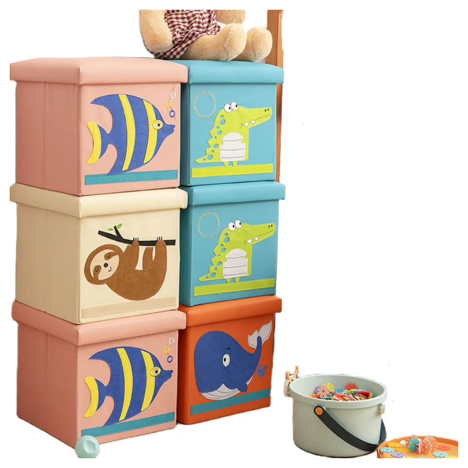Good Quality Leather Square Foldable Large Capacity Storage Box For Kids Toys