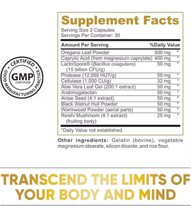 OEM/ODM GMP HALAL HACCP 60 capsules Darmreiniging & ontgifting supplement Oreganobladeren Caprylic Acid pH - Product Image 6
