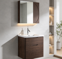 Meuble-lavabo mural moderne en acier inoxydable laqué, miroir inclus, résistant à l'eau, écologique, pour usage hôtelier