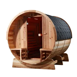 Außenbereich 4-6 Personen traditionelles fass Holzkarton modernes massives Sauna-Zimmer rot Zeder ROHS 2 Jahre 6 kW Holzfarbe Villa Trockendampf