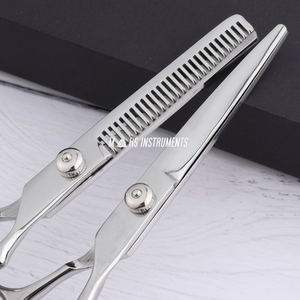 Kit de tijeras de adelgazamiento de borde recto de corte de peluquero de acero inoxidable de 6,0 \ "Material PET para uso de estilista de salón - Product Image 1