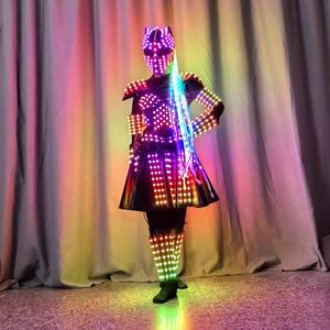 RICHSHINING Télécommande LED laser coloré rechargeable armure lumineuse costume Nightclub Bar Light Show <span class=keywords><strong>Casque</strong></span> pour cosplay Party - Product Image 1