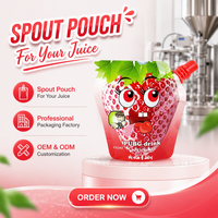 Pochette souple à bec verseur avec motif animal amusant, forme spéciale, pratique pour jus de fruits
