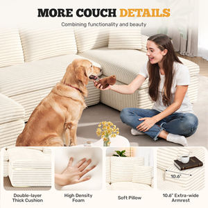 Sofá Seccional Modular Cuadrado de Terciopelo con Asientos Profundos, Empacado al Vacío, Diseño Extra Grande, Incluye Almohadas para Espacios Amplios - Product Image 3