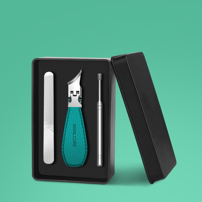 Set cortaúñas verde + lima de uñas + caja regalo