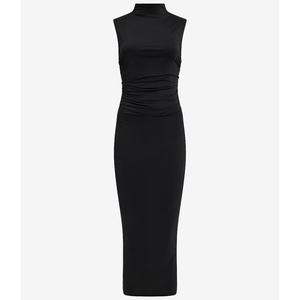 Vestido Midi Elegante de Primavera para Mujer, Vestido Básico Ajustado con Cuello Simulado y Sin Mangas, con Fruncido - Product Image 5