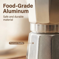 Cafetière Moka en aluminium, 3/6/9 tasses, classique, octogonale, style italien, pour la cuisine, avec logo personnalisé