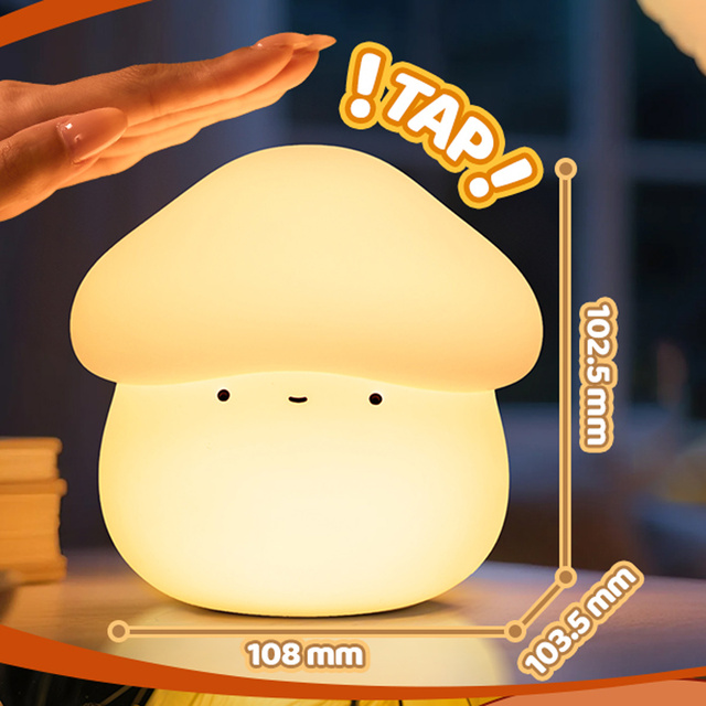 Mushroom Night Light Led Lamp Luminaria Timer Desk Lamp Table Light Kids Bedroom Infant Sleep Aid Warm White  Usb Silicone Lamp