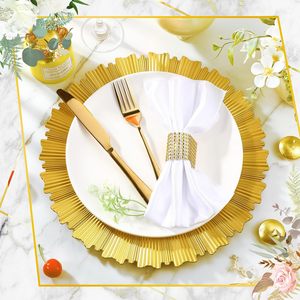 Assiettes <span class=keywords><strong>de</strong></span> service élégantes réutilisables pour les fêtes, assiettes <span class=keywords><strong>de</strong></span> présentation dorées transparentes en vrac, décoration <span class=keywords><strong>de</strong></span> mariage - Product Image 6