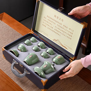 Juego de té Kung Fu Ru Ware completo con tetera y tazas, caja de regalo de alta gama para regalos empresariales, logotipo personalizable - Product Image 4