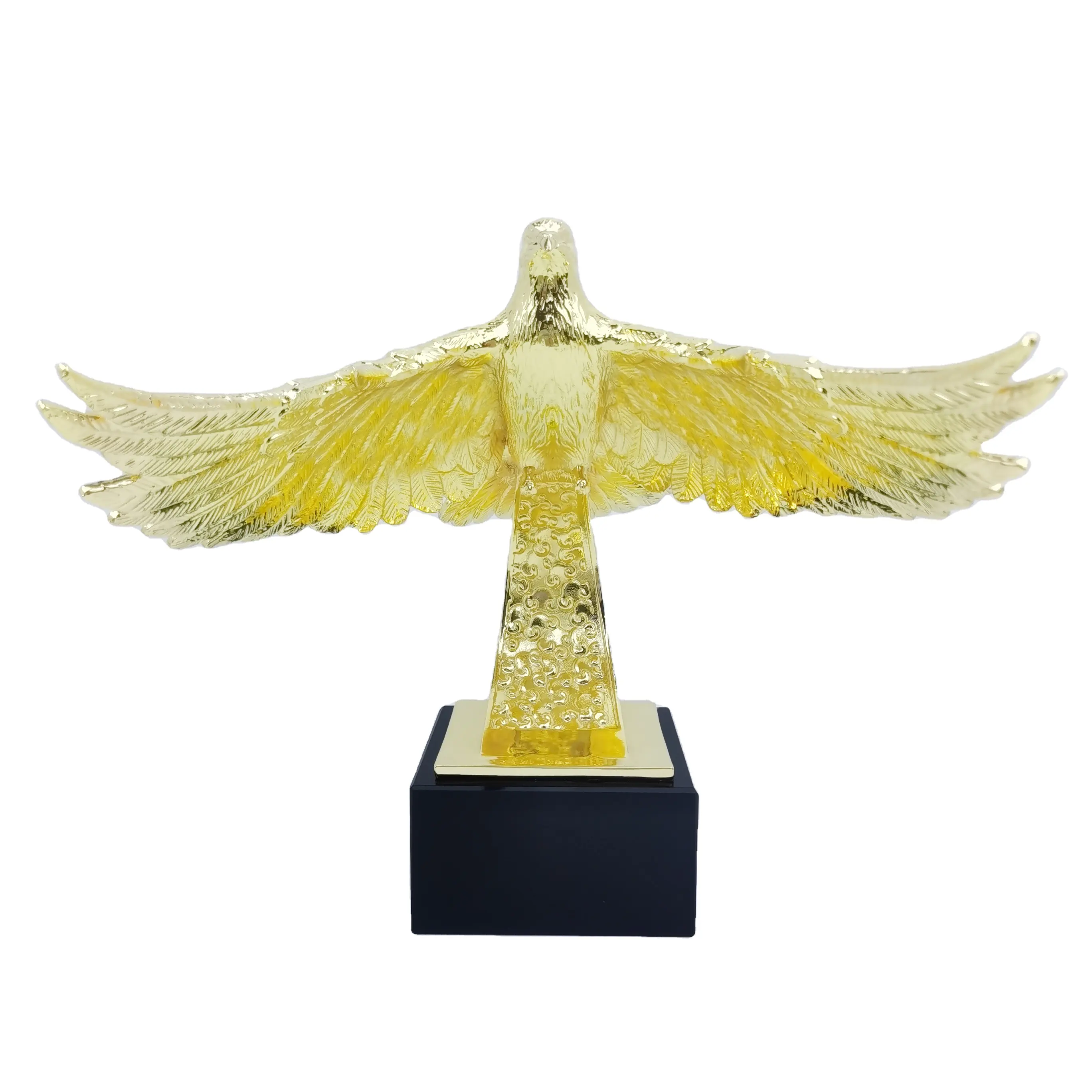 Hot selling Custom Metal Trophy Carved Gold Eagle Statues Sculpture Awards Prize Home Decor