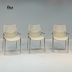 Customizable White Faux Leather Dining Armchair Stainless Steel Frame Wholesale for Commercial Use - Product Image 3