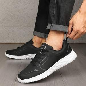 נעלי הליכה שטוחות לגברים, דגם הליכה, סניקרס ריצה, סוליה קלה EVA, גפה עליונה עמידה למים מפוליאוריטן, מידה גדולה, שחורות, סופגות זעזועים - Product Image 5