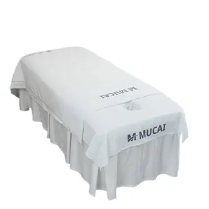 Hot sale SPA Massage Treatment Bed Table Cover Solid Sheets Soft Massage Table Valance Sheet Cover with Face Hole