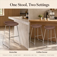Tabouret de bar moderne minimaliste en métal avec siège et repose-pieds en tissu rembourré pour la maison, la cuisine, le café, le bar