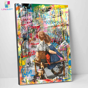 UNIART-Deux Petites <span class=keywords><strong>Guess</strong></span> Décoration murale Banksy Toile Art Mural Photo Print Modern Bedroom Decor Posters Graffiti Street Art - Product Image 3