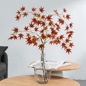 Feuille d'érable <span class=keywords><strong>japonais</strong></span> artificielle à tige unique de 113 cm, 4 couleurs, fausse branche d'érable rouge pour la décoration d'automne à la maison - Product Image 1