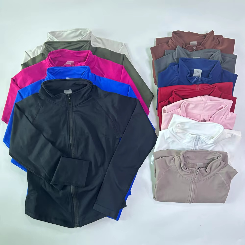 7896 Xingzhong New Yoga Suit Long Sleeve Zipper Sports Fitness Running Jacket Turtleneck Gym Yoga Jacket Women