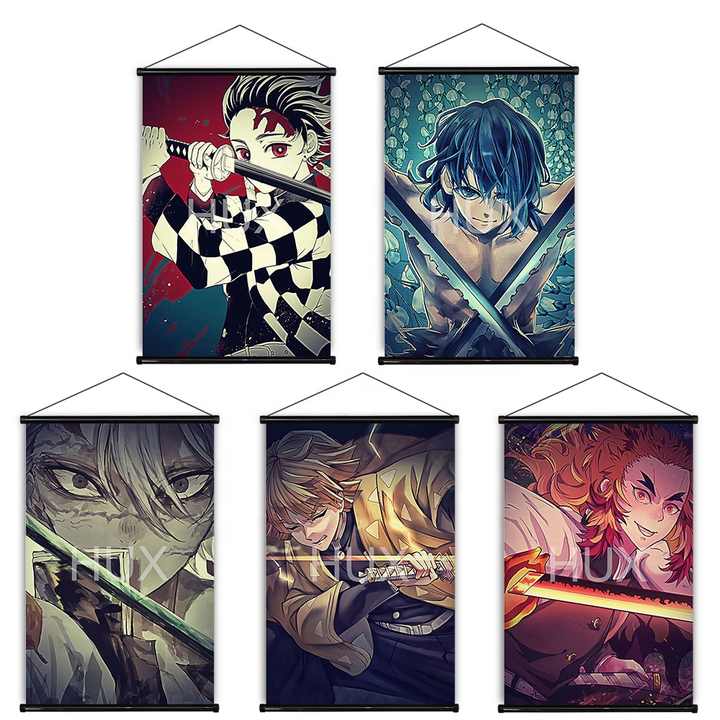 Demon Slayer Hanging Scroll Painting Printed Anime Cartoon Home Decor Wall  Poster Art Living Room Modern Decoration Gift