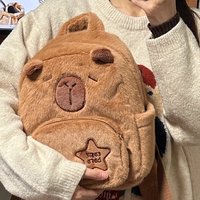 Le nouveau sac à dos en peluche Capybara grande capacité pour hommes et femmes est un sac d'école mignon en coton pur Capybara doux en coton pp